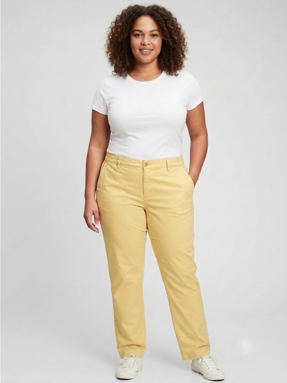 GAP Yellow Girlfriend Khakis Pants Size 16 Full Length Cotton Preppy Officewear